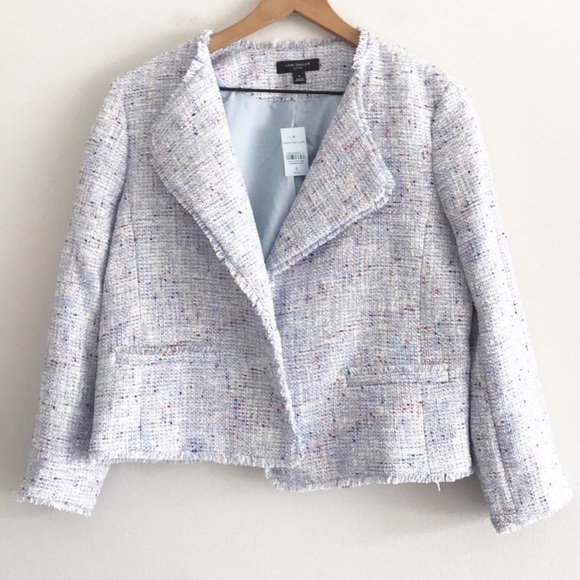 Ann Taylor Jackets & Blazers - NWT Ann Taylor Open Cropped Tweed Fringe Blazer 8P